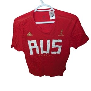 Men's Russia 2018 World Cup Adidas Red T-shirt Size Large
